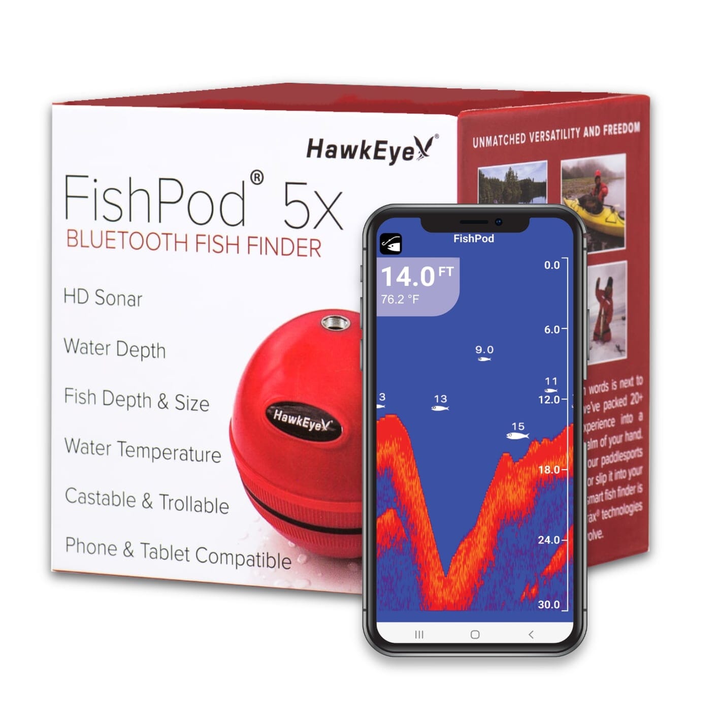 Smart BT Fish Finder with App Portable Fish Detector Depth Finder Night Fishing Finder for Kayak, Size: 1, Black